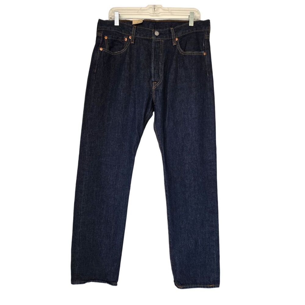 NWT Levi’s 501 Original Fit Jeans 34x32 Rinse Dark Wash 100% Cotton Button Fly